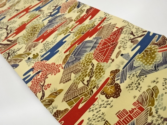 JAPANESE NAGOYA OBI / CHIRIMEN / EGASUMI PATTERN